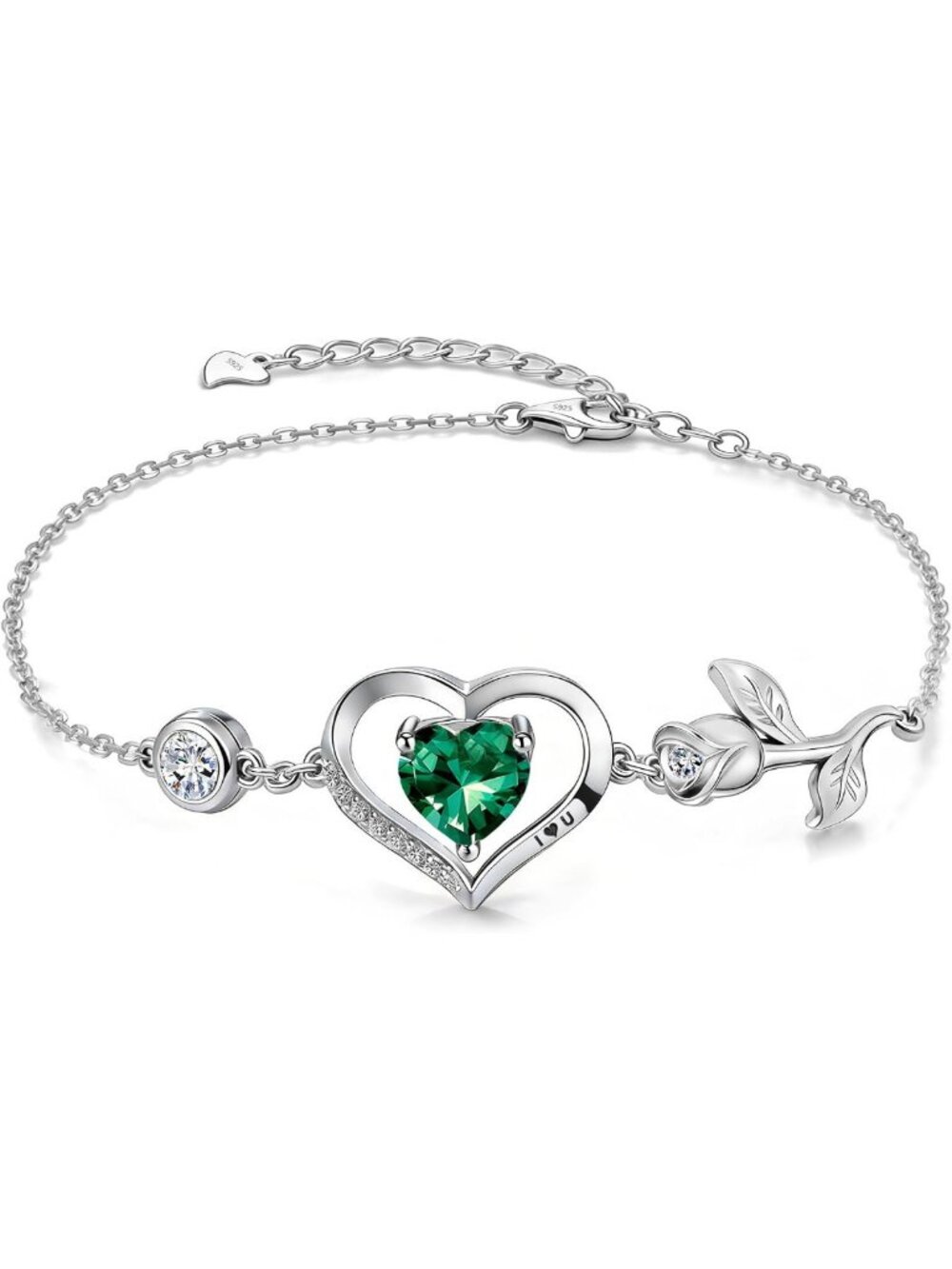 Rose Heart Birthstone Bracelet for Women - Perfect Love Gift, 1CT Sparkling